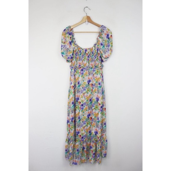 ASTR the label multi floral balloon sleeve midi dress NWOT - Picture 4 of 8